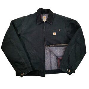 Vtg Y2K Carhartt Detroit Canvas Jacket Duck 48 XL Tall J01 Blanket Lined Black